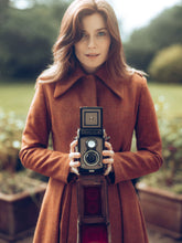 Ladies Large Collared Tweed Coat