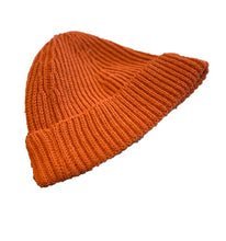 Orange Alpaca Bob Hat Beanie on a white background