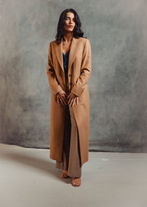 Ladies Peak Collared Wool Overcoat