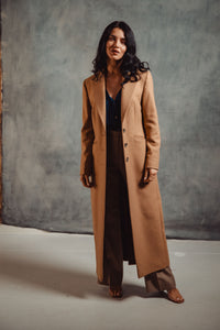 Ladies Peak Collared Wool Overcoat