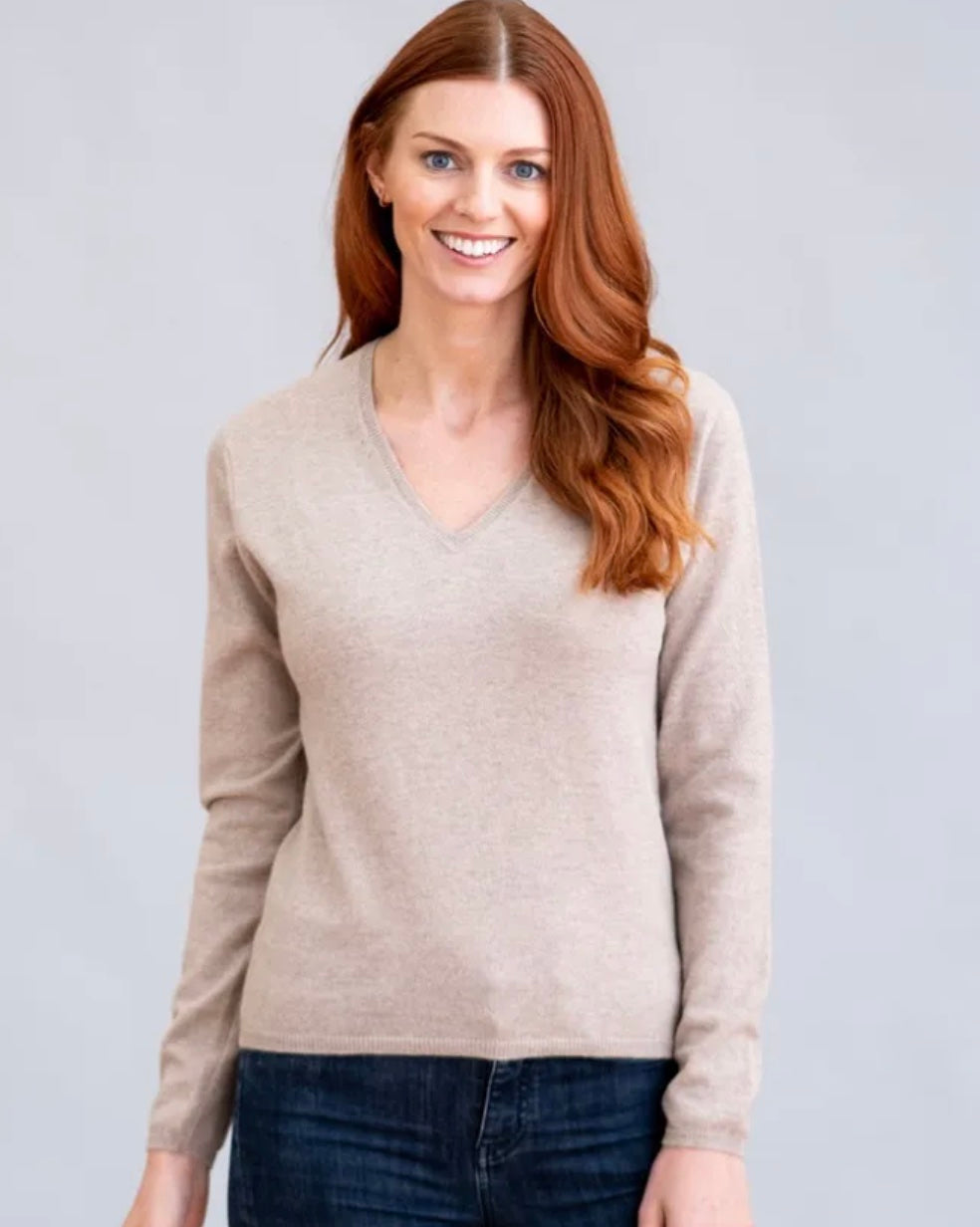 Ladies v neck cashmere jumper best sale