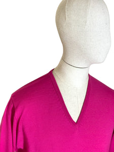 Pink V Neck Merino Wool - Mens Medium