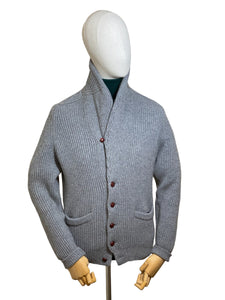 Cashmere Shawl Collar Cardigan in grey - Large