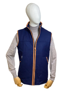 Wool Zip Gilet Navy - Large