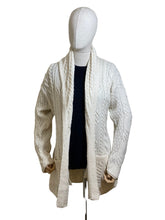 Ladies Cable Merino Wool Tie Cardigan in White - Medium