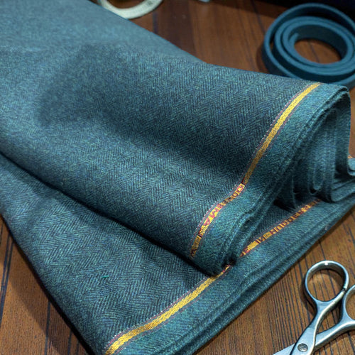 Forest Green Herringbone Tweed