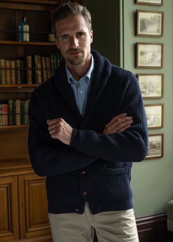 Geelong Wool Shawl Collar Cardigan