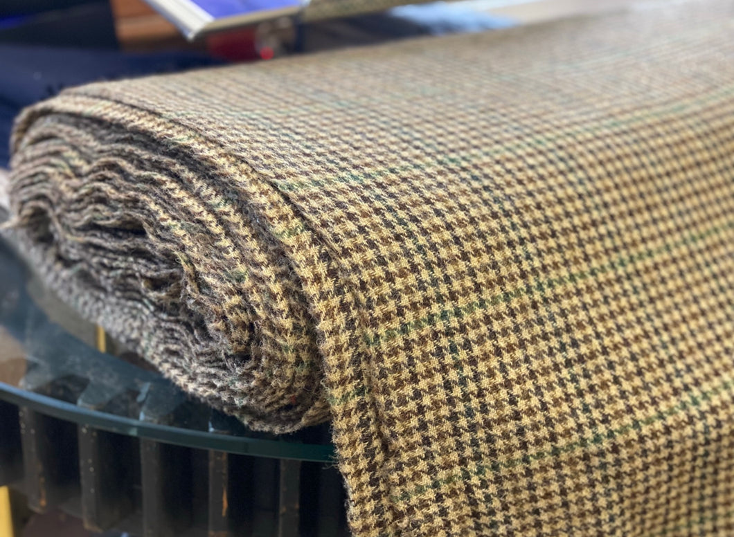 Brown and Green Houndstooth Tweed