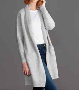 Pure Lambswool Long Line Cardigan with Pockets