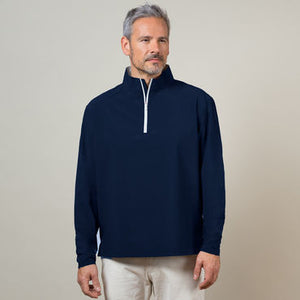 Windproof Water Resistant Quarter Zip Navy Sweater - Large